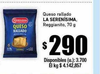 Cooperativa Obrera Queso rallado la serenisima reggianito oferta