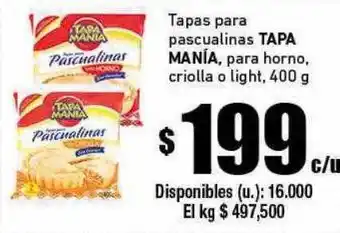 Cooperativa Obrera Tapas para pascualinas tapa manía para horno criolla o light oferta