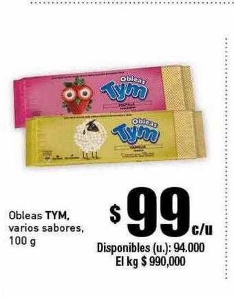 Cooperativa Obrera Obleas tym varios sabores oferta