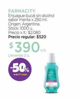 Farmacity Farmacity enjuague bucal sin alcohol sabor menta -50% en la 2da unidad oferta