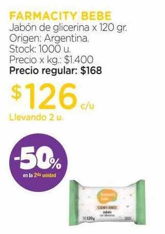 Farmacity Farmacity bebe jabón de glicerina -50% en la 2da unidad oferta