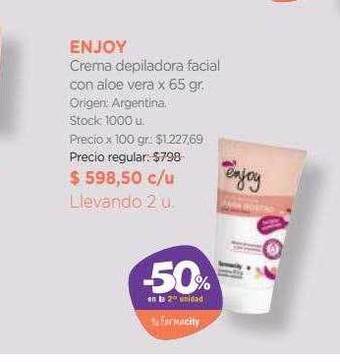 Farmacity Enjoy crema depiladora facial con aloe vera oferta