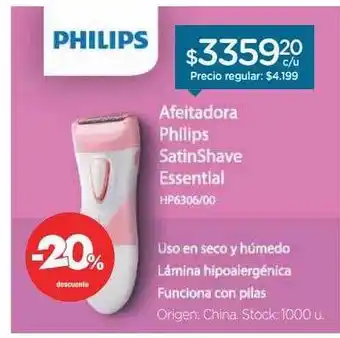 Farmacity Afeitadora philips satinshave essential -20% descuento oferta