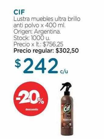 Cif lustra muebles ultra brillo anti polvo -20% descuento