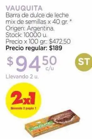 Farmacity Vauquita barra de dulce de leche mix de semillas oferta