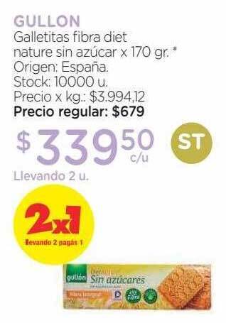 Farmacity Gullon galletitas fibra diet nature sin azúcar oferta