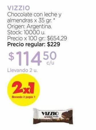 Farmacity Vizzio chocolate con leche y almendras oferta