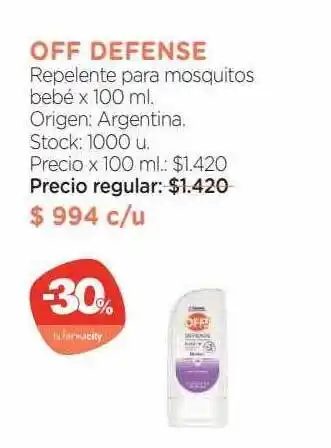 Farmacity Off defense repelente para mosquitos bebé oferta