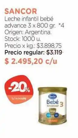 Sancor leche infantil bebé advance 3