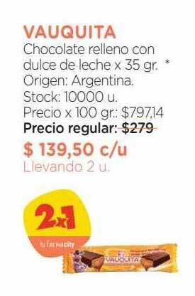 Farmacity Vauquita chocolate relleno con dulce de leche oferta