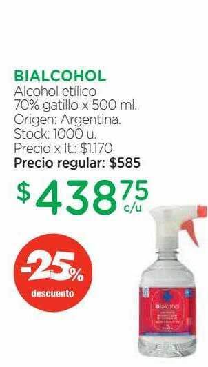 Farmacity Bialcohol alcohol etilico 70% gatillo -25% descuento oferta