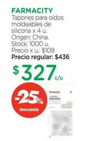 Farmacity Farmacity tapones para oidos moldeables de silicona -25% descuento oferta