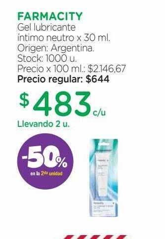 Farmacity Farmacity gel lubricante intimo neutro -50% en la 2da unidad oferta