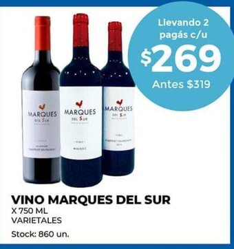 Supermercados Tadicor Vino Marques Del Sur oferta