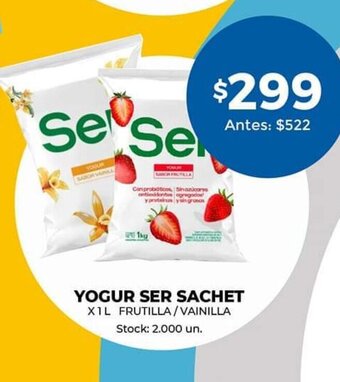 Supermercados Tadicor Yogur Ser Sachet oferta