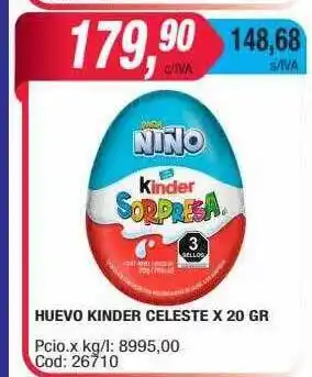 Maxiconsumo Huevo kinder celeste oferta