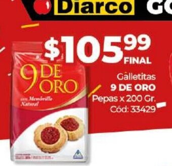 Diarco Galletitas 9 De Oro Pepas oferta