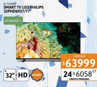 Cetrogar Smart tv led philips 32" oferta