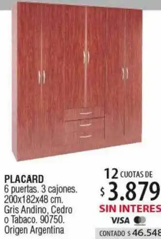 Authogar Placard 6 puertas 3 cajones 200x182x48 cm oferta