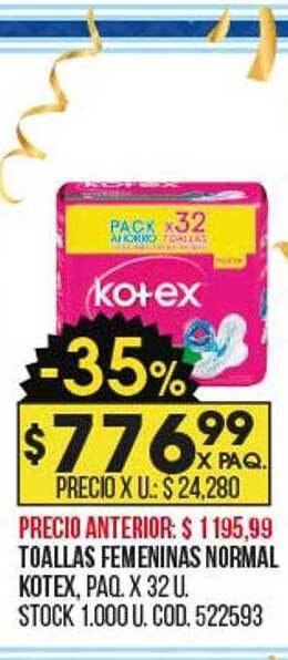 Coto Toallas femeninas normal kotex oferta
