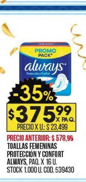 Coto Toallas femeninas protección y confort always oferta