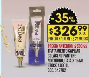 Coto Tratamiento capilar colágeno pantene nocturno oferta