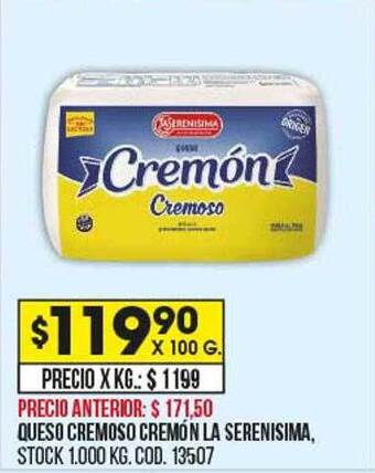 Coto Queso cremoso cremón la serenisima oferta