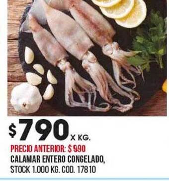 Coto Calamar entero congelado oferta