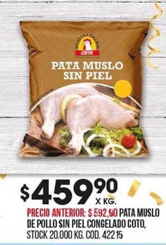 Coto Pata muslo de pollo sin piel congelado coto oferta