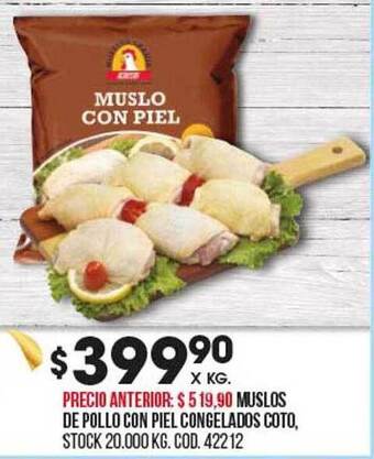 Coto Muslos de pollo con piel congelados coto oferta