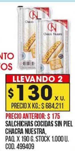 Salchichas cocidas sin piel chacra nuestra