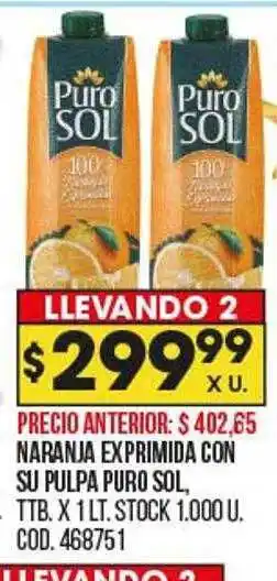 Coto Naranja exprimidé con su pulpa puro sol oferta