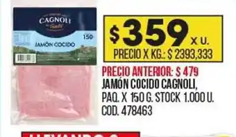Coto Jamón cocido cagnoli oferta