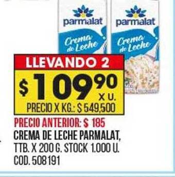 Coto Crema de leche parmalat oferta