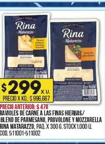 Coto Ravioles de carne a las finas hierbas blend de parmesano, provolone y mozzarella rina matarazzo oferta