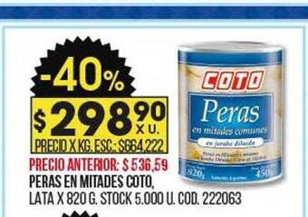 Coto Peras en mitades coto oferta