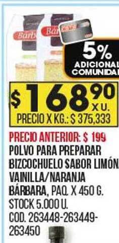 Coto Polvo para preparar bizcochuelo sabor limón vainilla naranja bárbara oferta