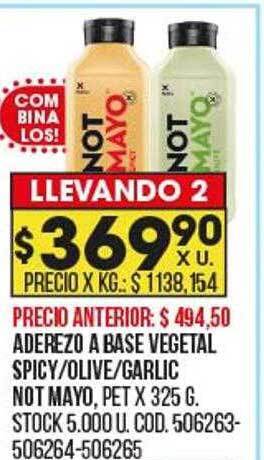 Coto Aderezo a base vegetal spicy olive garlic not mayo oferta