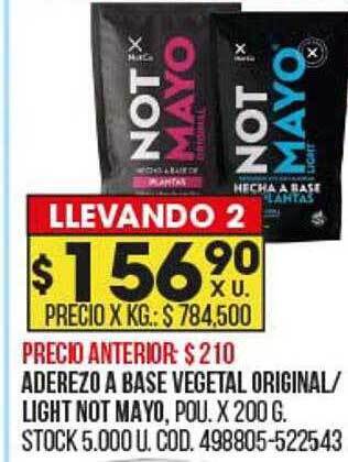 Coto Aderezo a base vegetal original light not mayo oferta