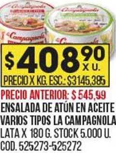 Coto Ensalada de atún en aceite varios tipos la campagnola oferta