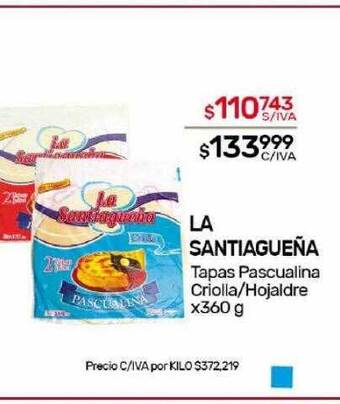 Nini Mayorista La santiagueña tapas pascualina criolla hojaldre oferta