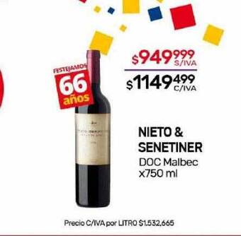Nini Mayorista Nieto & senetiner doc malbec oferta