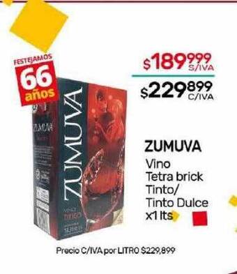 Nini Mayorista Zumuva vino tetra brick tinto tinto dulce oferta