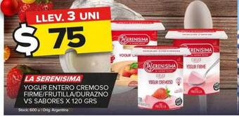 Carrefour Maxi La serenisima yogur entero cremoso firme frutilla durazno vs sabores oferta