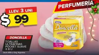 Carrefour Maxi Doncella toallas ultrafinas pocket suave x 8 oferta