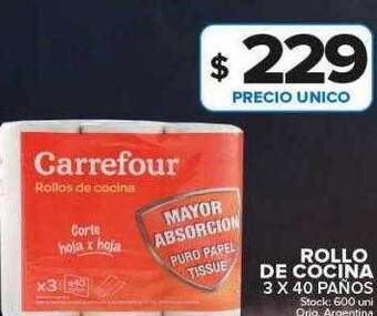Carrefour Maxi Rollo de cocina 3 x 40 paños oferta