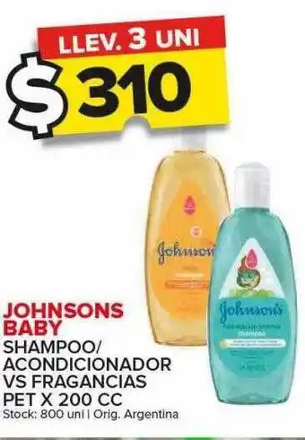 Carrefour Maxi Johnsons baby shampoo-acondicionador vs fragancias pet x 200 cc oferta