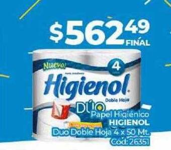 Diarco Papel higiénico higienol duo doble hoja 4 oferta