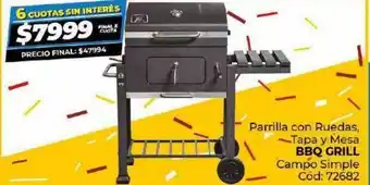 Diarco Parrilla con ruedas tapa y mesa bbq grill campo simple oferta