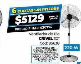 Diarco Ventilador de pie crivel 30 oferta